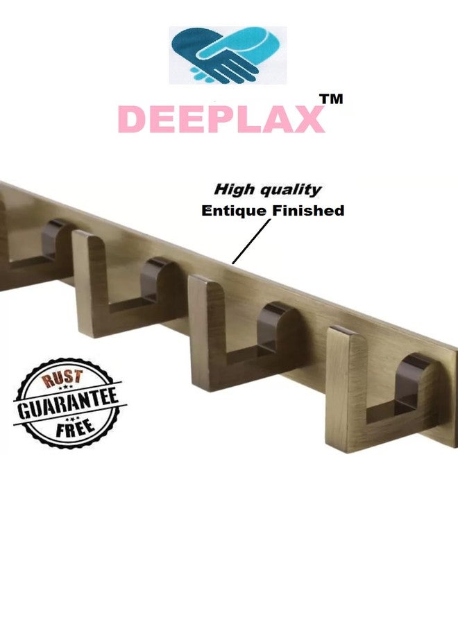 Deeplax FLlT Heavy Duty 6 Pin Bathroom Cloth Hooks, Door Hanger, Wall Hooks Rail for Hanging Clothes and Keys, Bathroom Accessories (Entique Glossy Brass Finish, (PACK OF 3) - Image 2